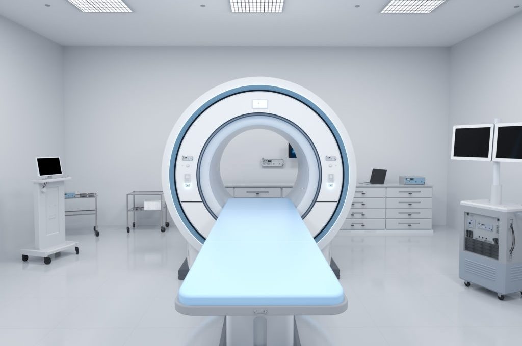 3d rendering mri scan machine or magnetic resonance imaging scan device