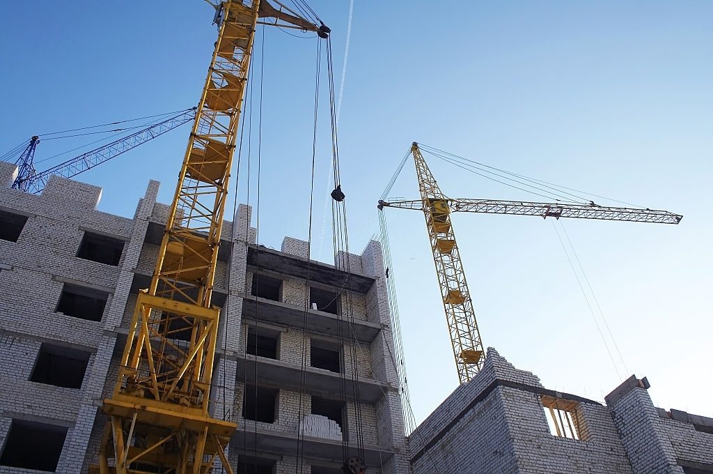 Construction site with crane and building. Istanbul